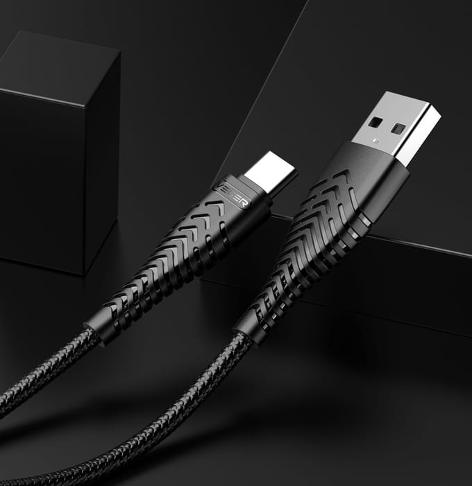 Veger USB-A naar USB-C Kabel - 18 Watt - 1.2 Meter - Zwart