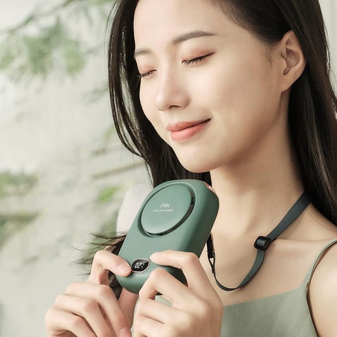 Draagbare Hangende Nekventilator, 2000mAh Draagbare Mini Ventilator, Batterijgevoed USB Oplaadbare 3 Snelheden Luchtkoeler voor Buitenreizen wit