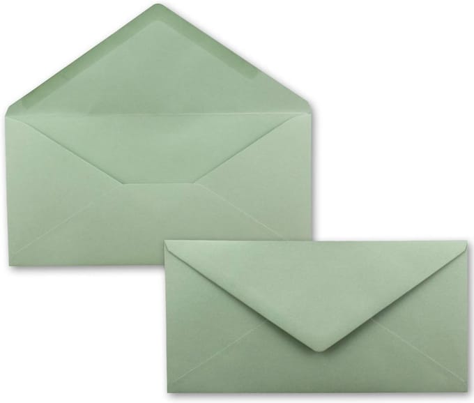 100x DIN Lang Enveloppen Eucalyptus Groen (110x220mm) - Matte Kwaliteit voor Uitnodigingen