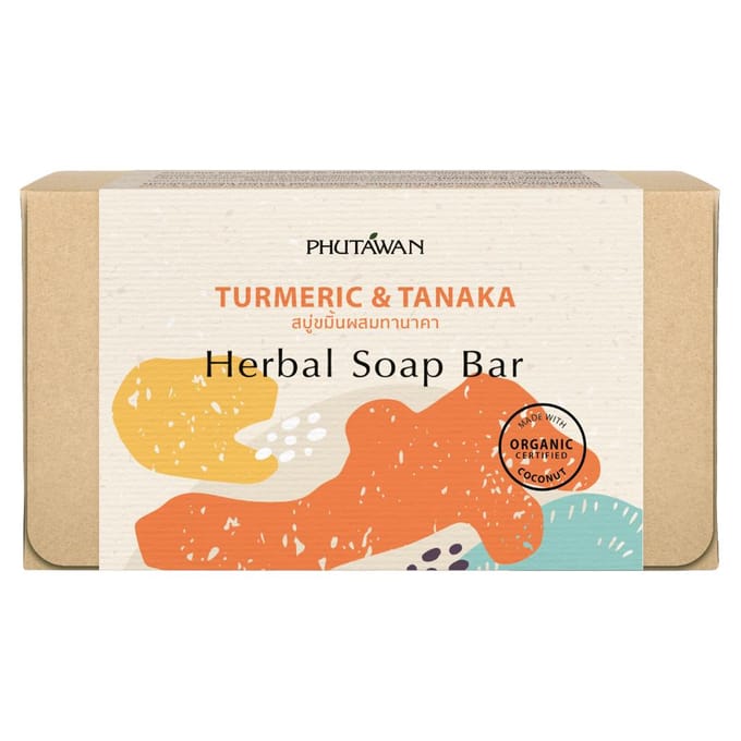 Phutawan Kruidenzeep, Gemaakt met Biologisch Gecertificeerde Kokos, 100 g. 100 g. beige