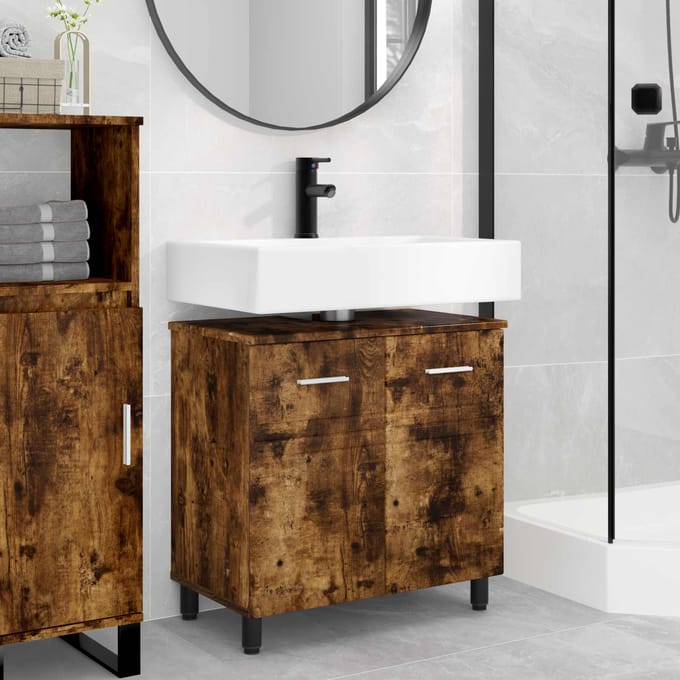 vidaXL - Badkamer - vaniteitsunit - Gerookt - eiken - 60 - x - 35 - x - 60 - cm