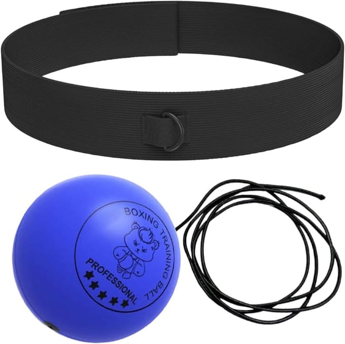 Boksbal Set - Reactiebal Hoofdband - Coördinatie Training - Verstelbare Pasvorm - 3 Ballen - Blauw Oranje Geel