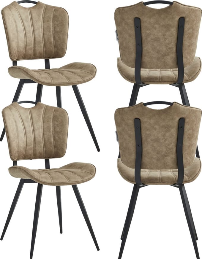 Colenis® - Rondo Eetkamerstoel - Set van 4 - Sand - Microvezel - Microfiber - Industrieel - Design