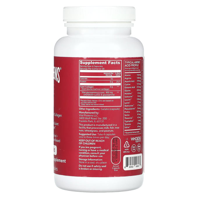 Vital Proteins, Kraakbeen Collageen, 120 Capsules