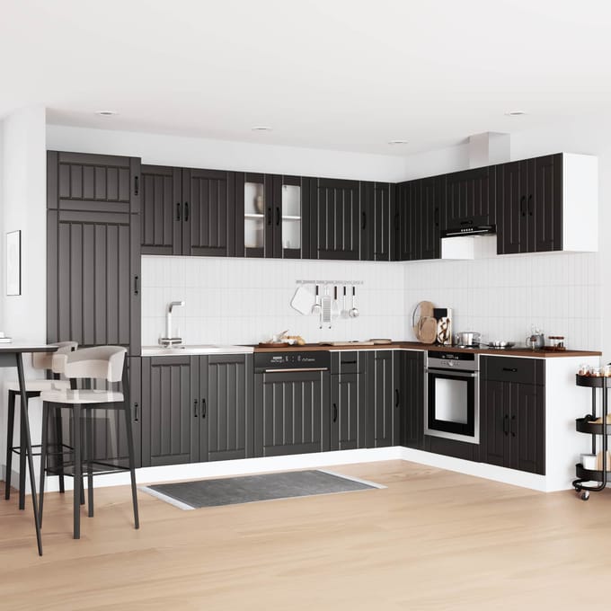 vidaXL - Waskompkast - Lucca - 2 - st - Zwart - Bewerkt - hout