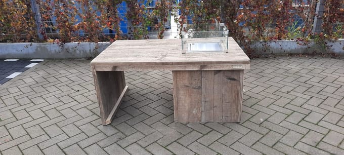 Vuurtafel ''Split'' Terrasverwarmer Gebruikt steigerhout 80x120x55cm