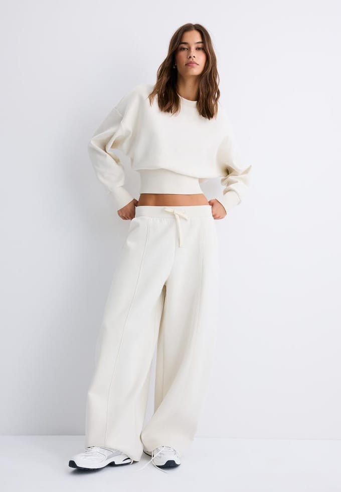 Stradivarius Barrel wide-leg joggingbroek  Vanille XL