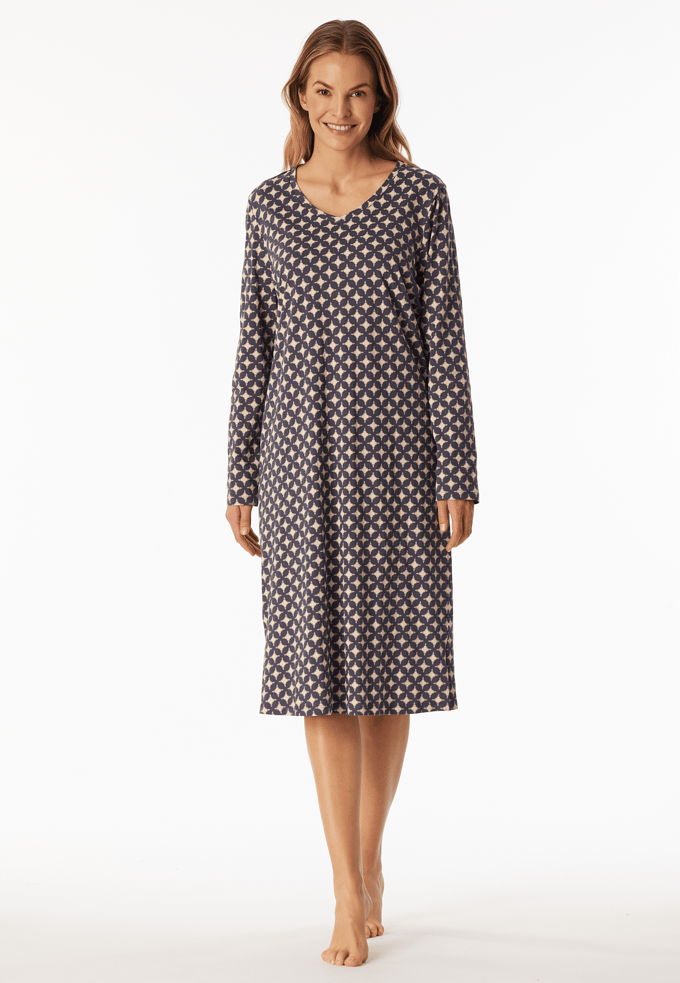 Nachthemd met lange mouwen grafiet patroon - Comfort Essentials 36