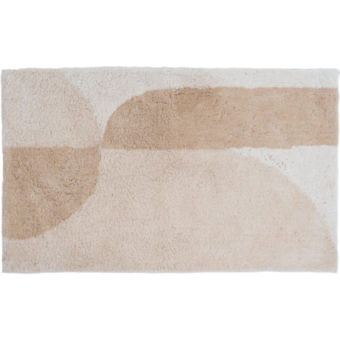 Badmat Bowie - Creme 60 x 100 cm - Katoenen Badmat met Grafisch Patroon