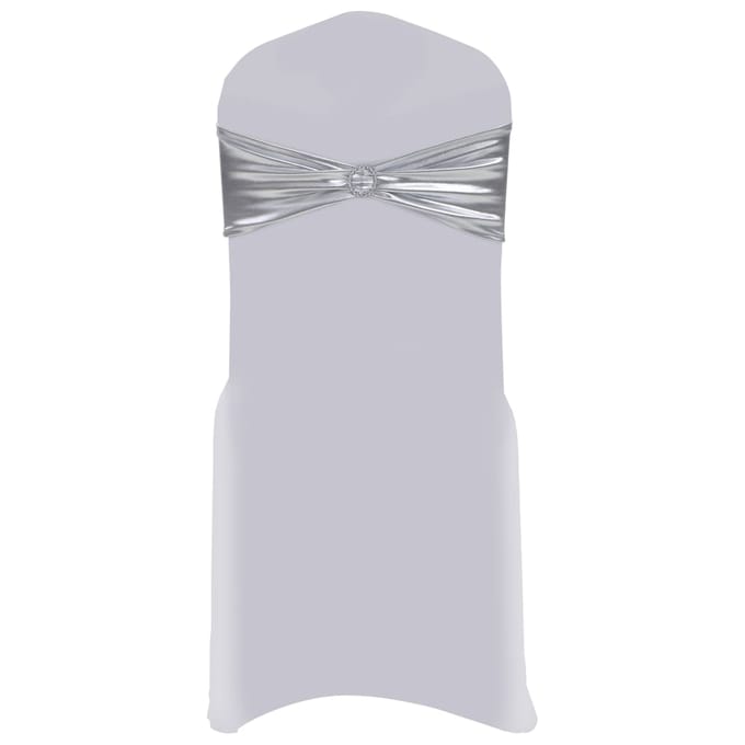 vidaXL - 25 - st - Stoellint - met - diamant - stretch - zilver