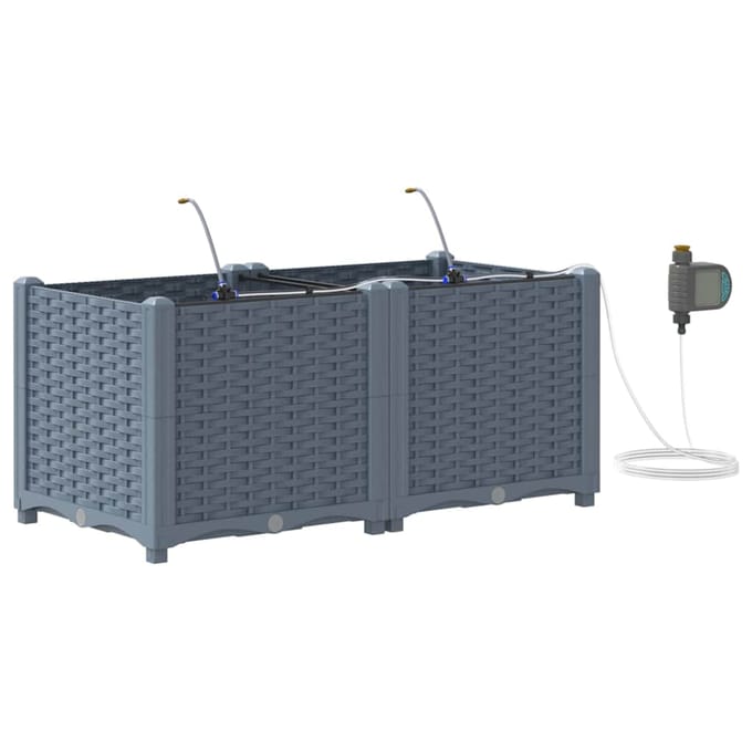 vidaXL - Plantenbak - 2 - st - Lichtgrijs - 80 - x - 40 - x - 37,5 - cm - PP