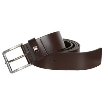 BOSS Leren Riem Ther-Flag-E Sz35 Leather Belt W85 Dark Brown Donkerbruin