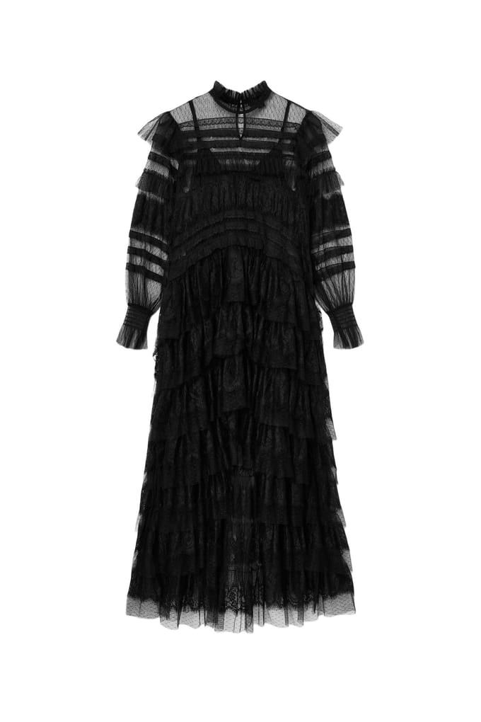 AllSaints Cavarly Ls Maxi Dres Lace Black Größe: 4 | Maxikleider Outlet | Damen | Schwarz