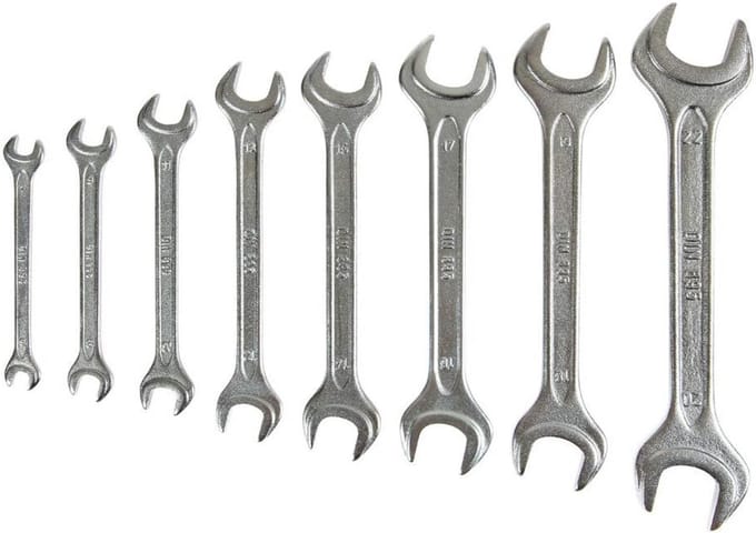 Set van 8 Steeksleutels Dubbel, Inclusief Handige Houder