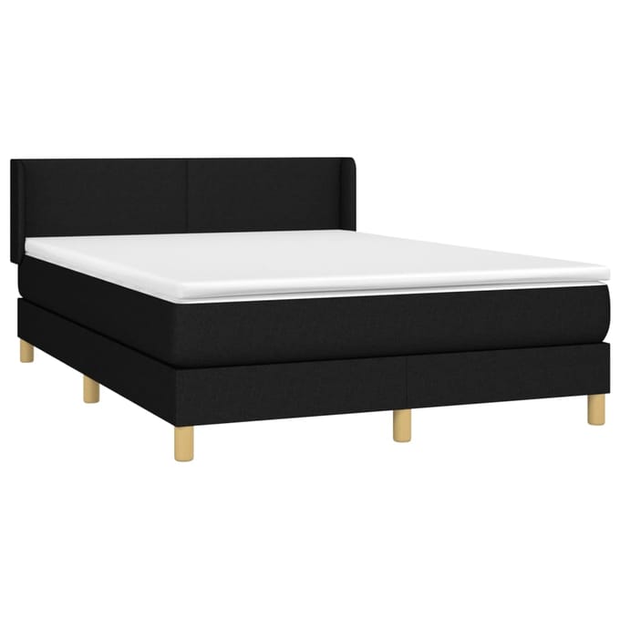 vidaXL - Boxspring - met - matras - stof - zwart - 140x190 - cm