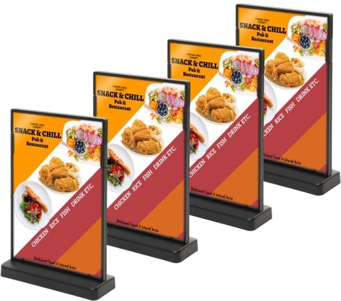 4 pack T Menukaarthouder A6 formaat staand Menuhouder acryl T standaard acryl kaarthouder | menustandaard A6 Folderstandaard Folderhouder