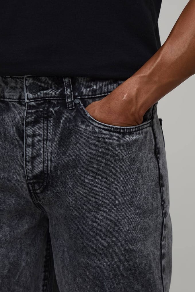 Baggy Acid Wash Jeans | Acid Wash Black | Size 60