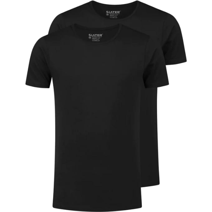 Slater T-shirt 2Pack Ronde Hals Basic Fit Extra Long Fit (+7cm) Zwart (7720 - Black)