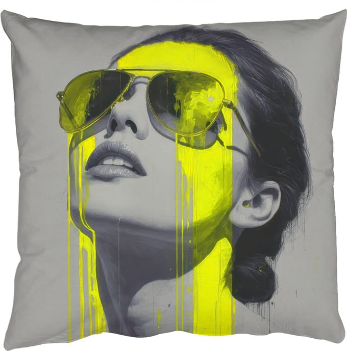 Sierkussens - Kussentjes Woonkamer - 40x40 cm - Vrouw - Bril - Verf