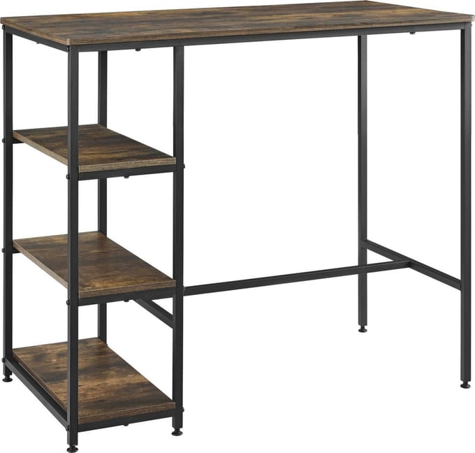 Bartafel Växjö met 3 planken 109x60x100 cm zwart houtkleurig