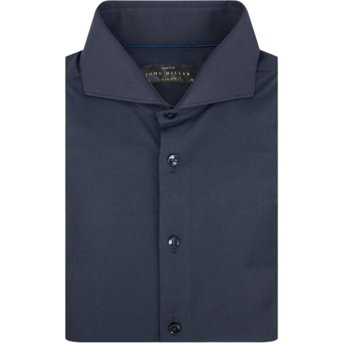 John Miller Overhemd Hyperstretch Donkerblauw (navy) - Maat 44 - Heren - Overhemden Casual