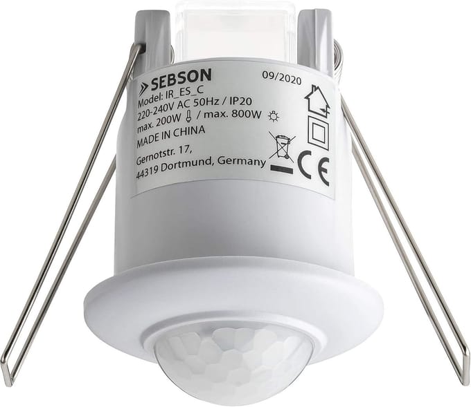 Bewegingsmelder Inbouw Binnen met LED Ondersteuning, 360° Detectiebereik en Instelbare Sensor