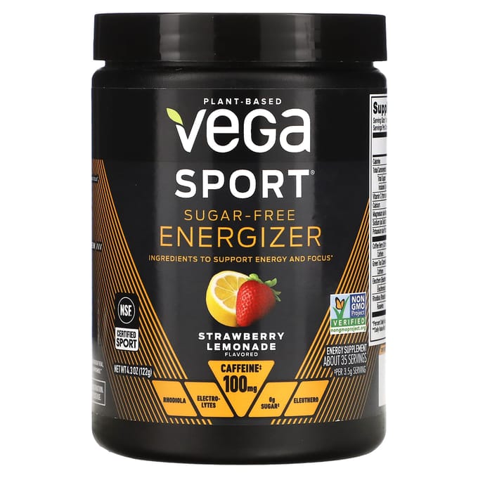 Vega, Énergisant sans sucre, Limonade à la fraise, 4,3 oz (122 g)