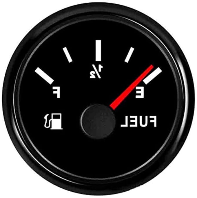 Digitale brandstofmeter 52mm voor motoren en boten - 0-190 ohm, 12V/24V, waterdicht met rode achtergrondverlichting