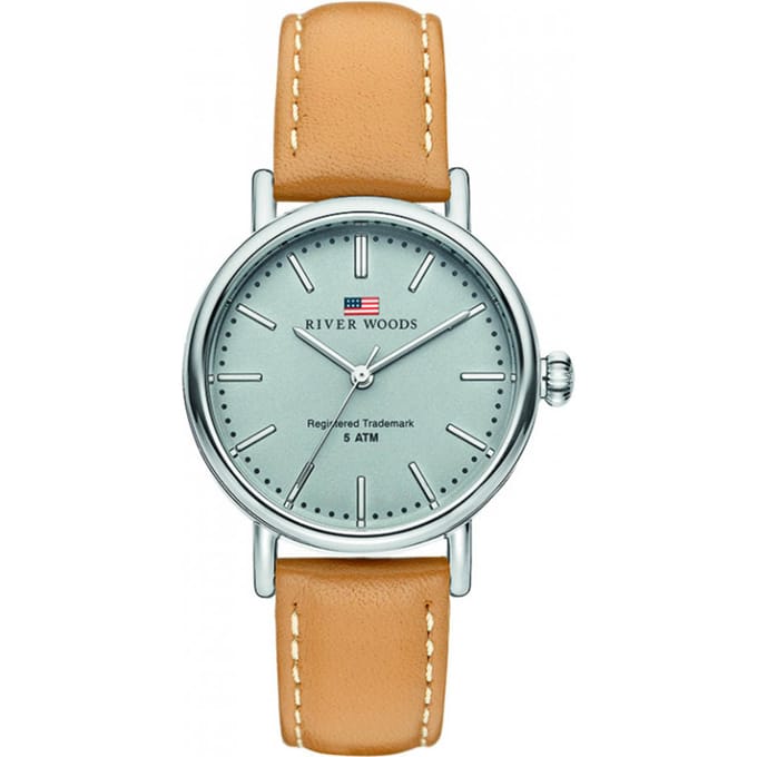 River Woods Oswego RW340013 Horloge - Leer - Bruin - Ø 34 mm