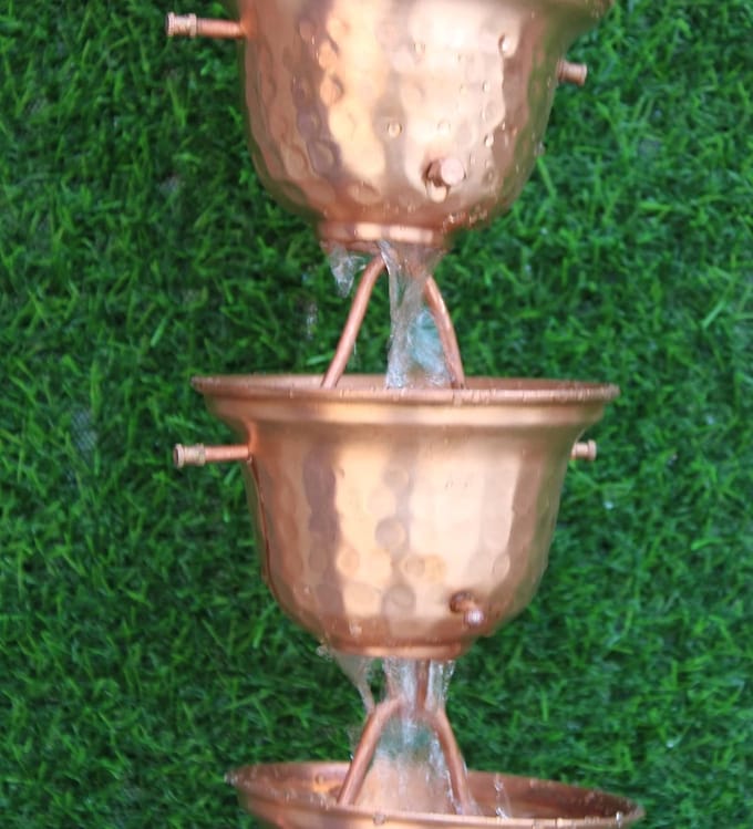 Regenketting - Koperen Ketting - Waterafvoer Tuin - Oversized Koppen - 2.5 Meter - Koper