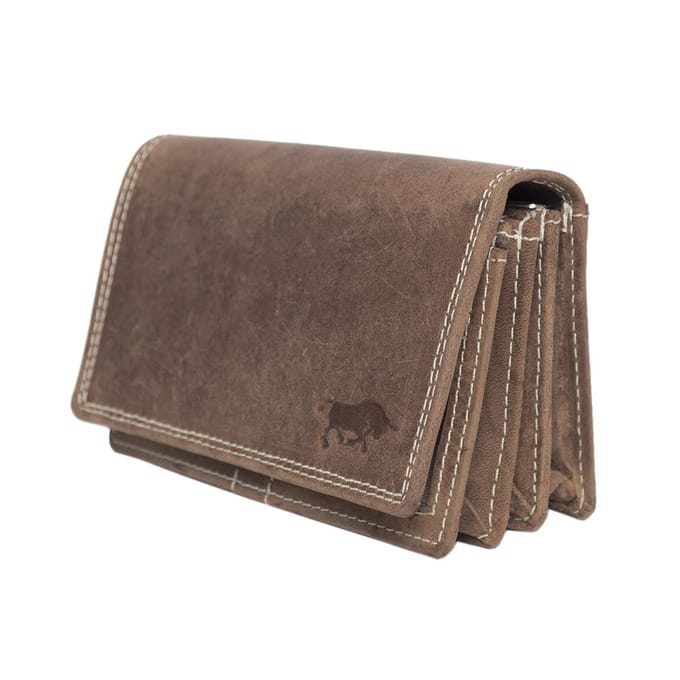 Vintage Leren Dames Portemonnee - Cognac - Ideale Dames Portemonnee Cognac