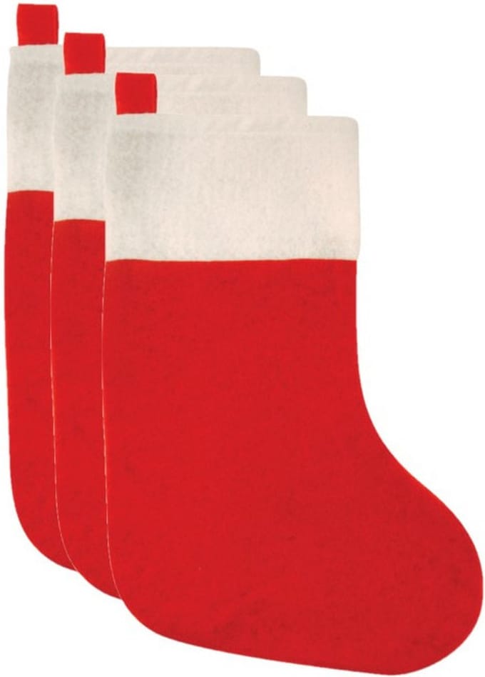 Kerstsokken - rood - 3 stuks - 41 cm - 20 x 41 cm - polyester