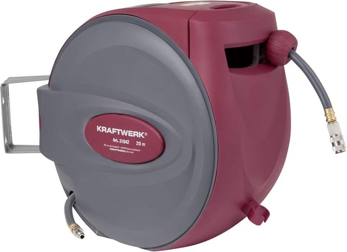 Auto perslucht slanghaspel 20+2 m - Grijs en Rood