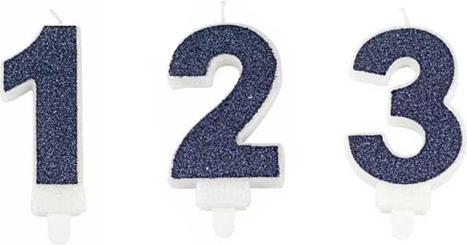 ARTYFETES - Donkerblauw glitter cijfer kaarsje