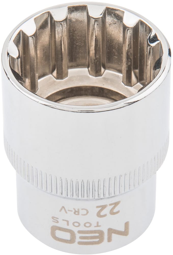 NEO Serie - Spline Dop 1/2" - 22 mm - CrV Staal - TÜV Certificaat