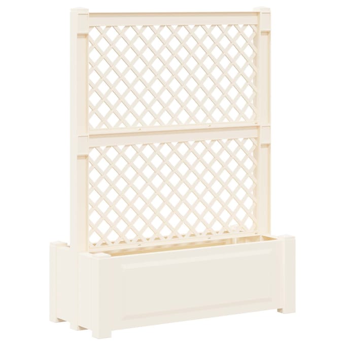 vidaXL - Grote - plantenbak - met - trellis - Wit - 99,5 - x - 43 - x - 133,5 - cm - PP