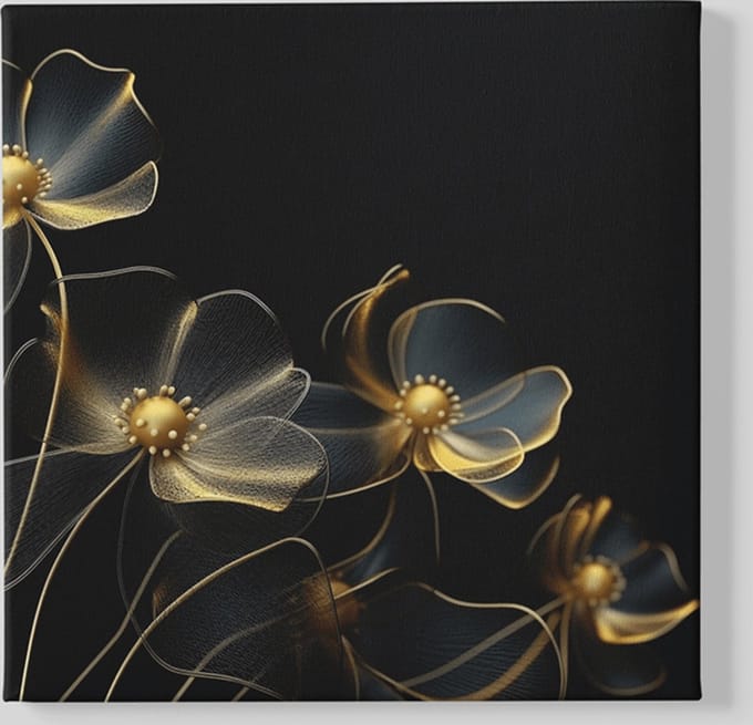 Vierkant Canvas Schilderij - Bloemen - Elegantie van Bloemen - 60x60x2 cm