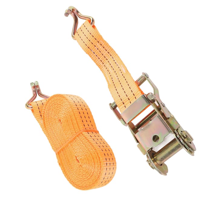 2 Sangles Robuste 8MX35MM Orange Sangles d'Arrimage de Charge Tendeur à Cliquet 1,5 Pouce avec 2 J beige