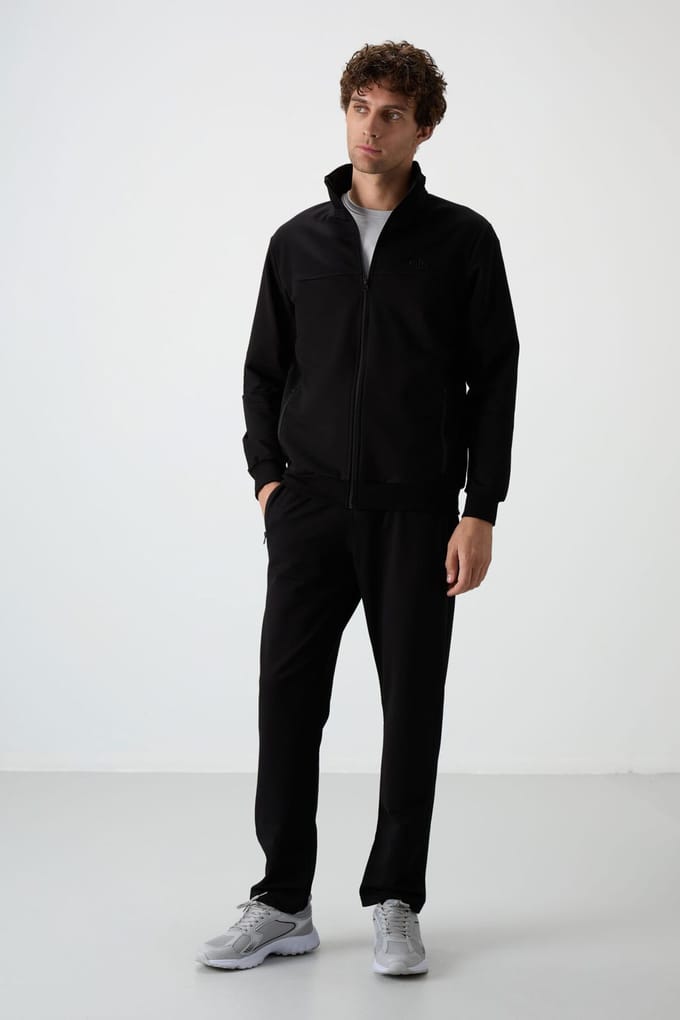 Heren gebreide fleece sweatshirt en broek set