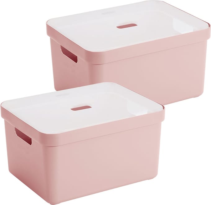 Sunware Sigma Home opbergbox 32L - Set van 2 - Roze/Transparant