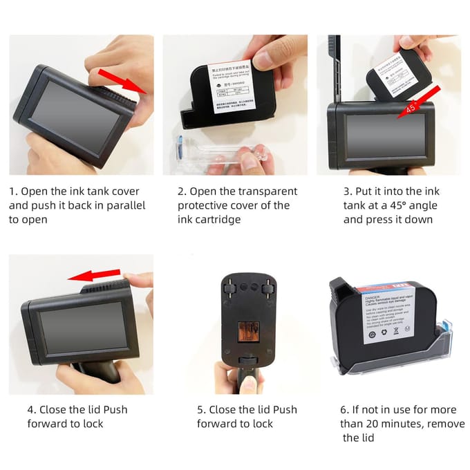 Draagbare HD Handheld Inkjetprinter met 4,3 Inch Touchscreen Intelligente Barcode Printer Ondersteuning EU Plug zwart