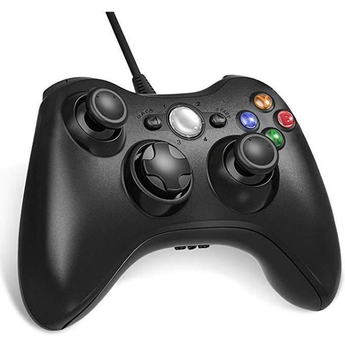 Manette Filaire Xbox 360, USB Wired Gamepad Game Joystick, avec Double Vibration, Idéal pour Windows7/ 8/10/ PC/Xbox 360