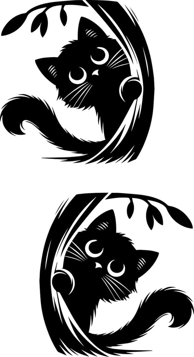 Raam - muur sticker gluur katten - peeking cats