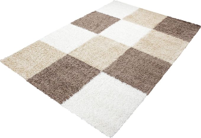 Hoogpolig vloerkleed Life - bruin, beige, wit - 80x250 cm