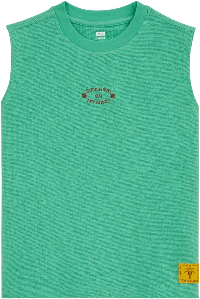 WE Fashion Jongens singlet met structuur en embroidery