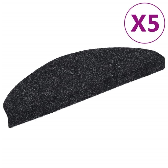 vidaXL - Trapmatten - Zelfklevend - 5 - stuks - 65x21x4 - cm - Zwart - Halfrond - Groot