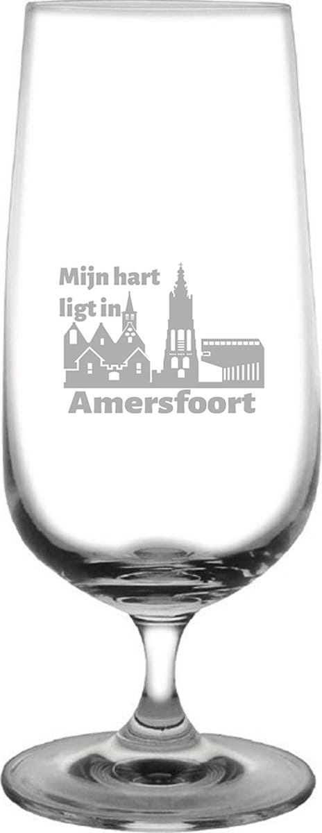 Gegraveerde bierglas op voet 41cl Amersfoort