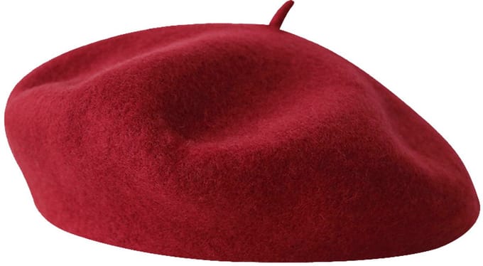 Geborduurde baret, gebreide baret, herfst/winter baret, literaire en retro hoed