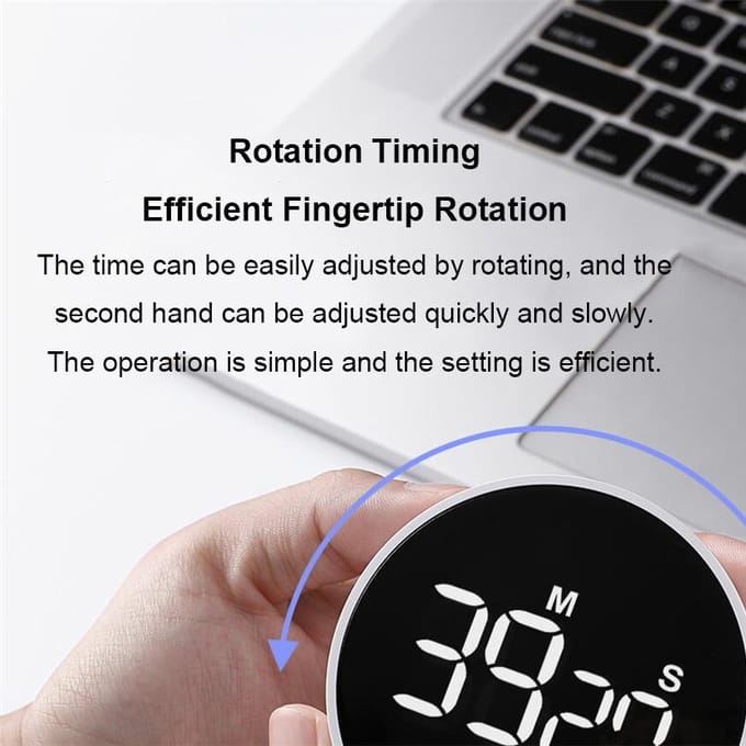 XIAOMI Miiiw Roterende timer Helderheid Verstelbare magnetische LED Digitale display Draagbare eenvoudige keukenkookwekker wit