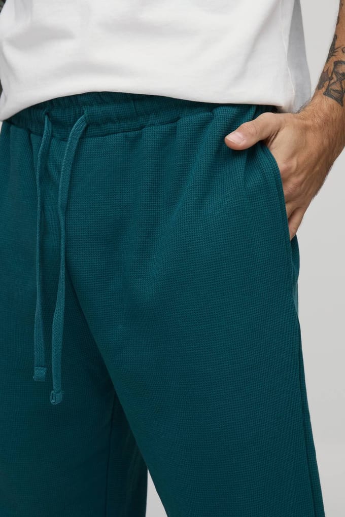 Ontspannen Wafel Joggingbroek | Teal | Size Medium